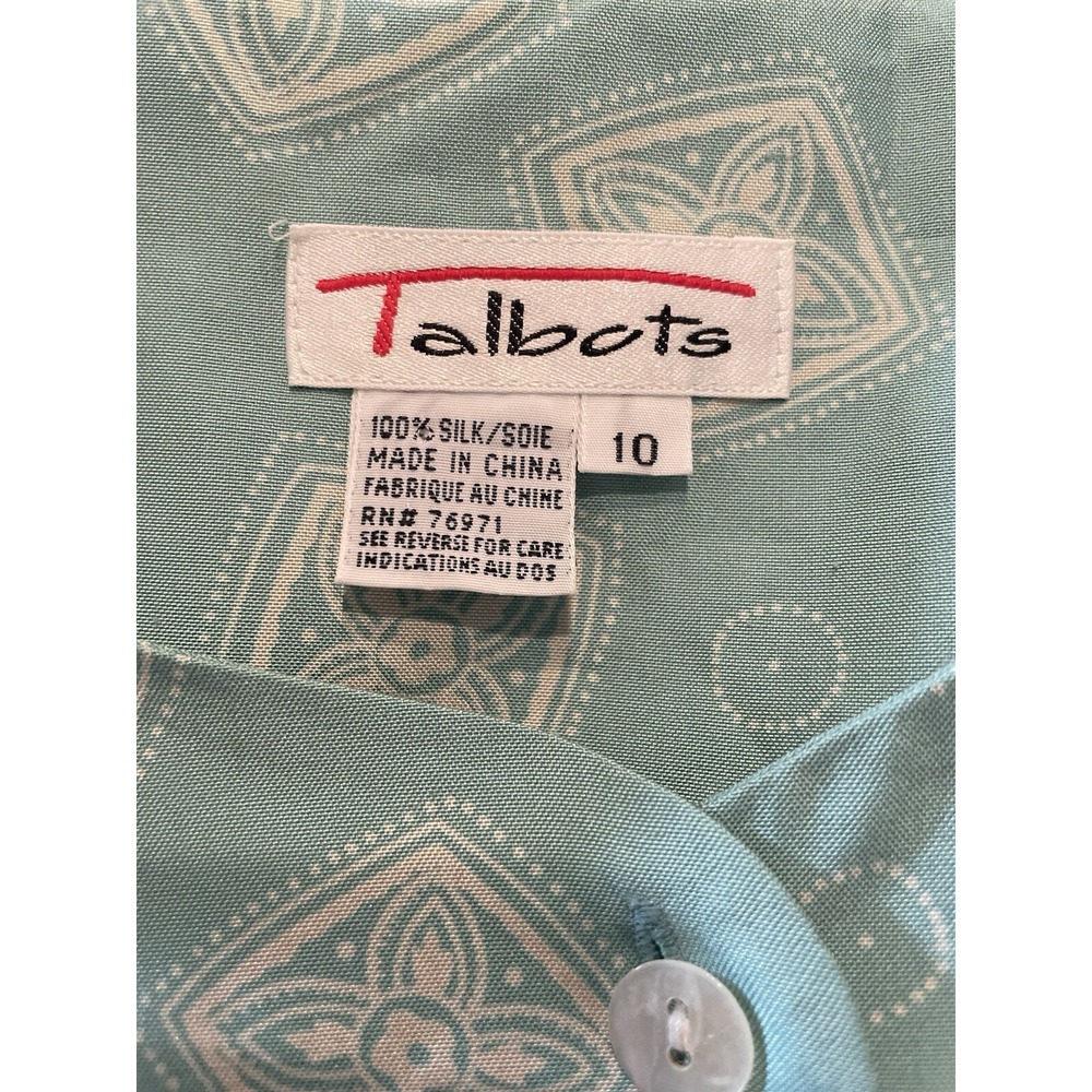 Talbots Women's Shirt Vintage 10 Medium Silk Blue Career Long Sleeve Button Up - Picture 4 of 6